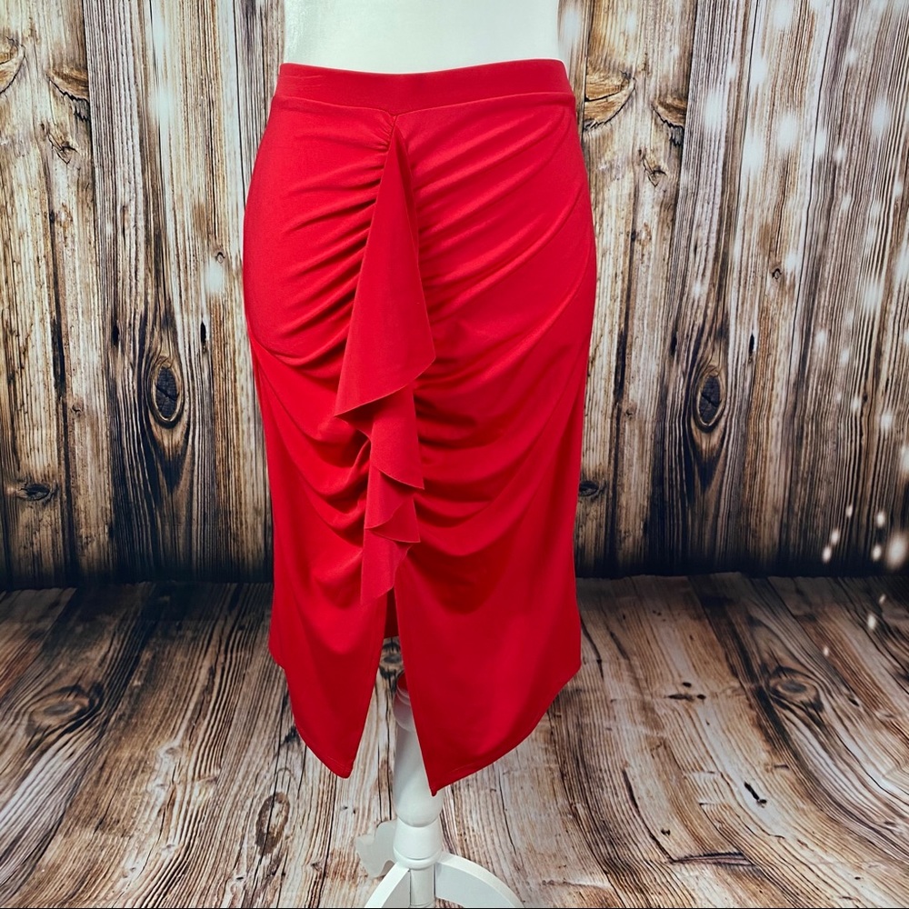Neon Red, stretchy fitted skirt